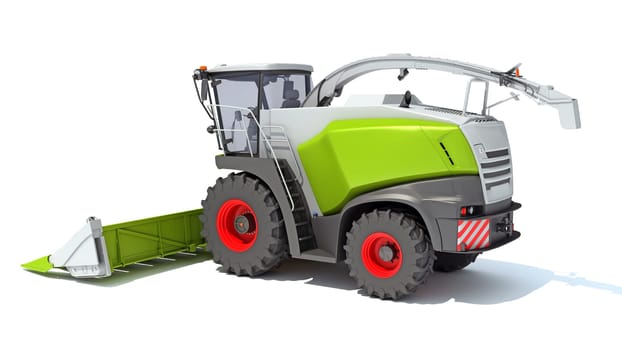 Combine Harvester 3D rendering model on white background