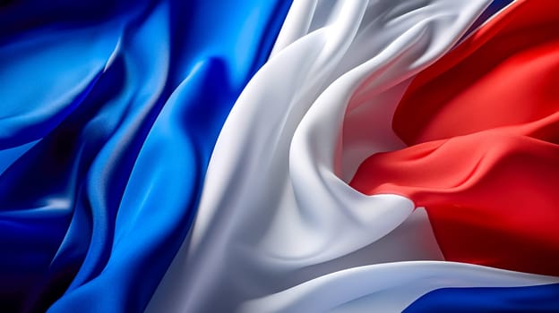 Elegant French flag rendered in satin with luxurious folds.