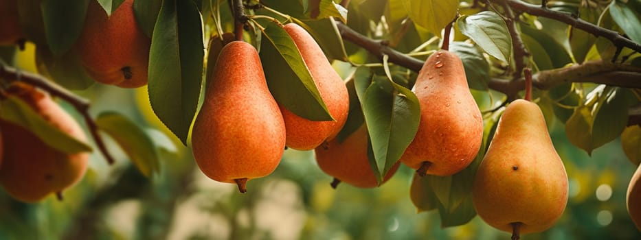 pears grow on a tree. selective focus. Food Generative AI,