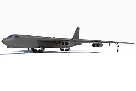 Military aircraft 3D rendering model on white background