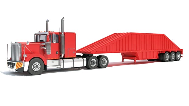 Truck with Bottom Dump Trailer 3D rendering model