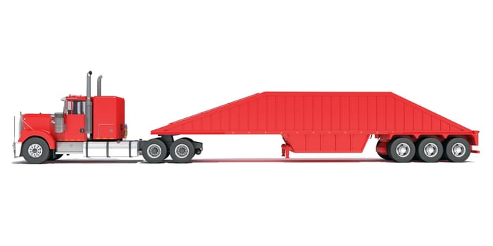 Truck with Bottom Dump Trailer 3D rendering model