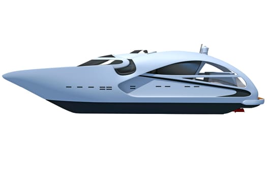 Luxury Yacht 3D rendering model on white background