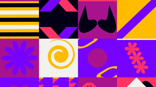 Geometric design background. Cool abstract shape compositions with purple black and orange color.