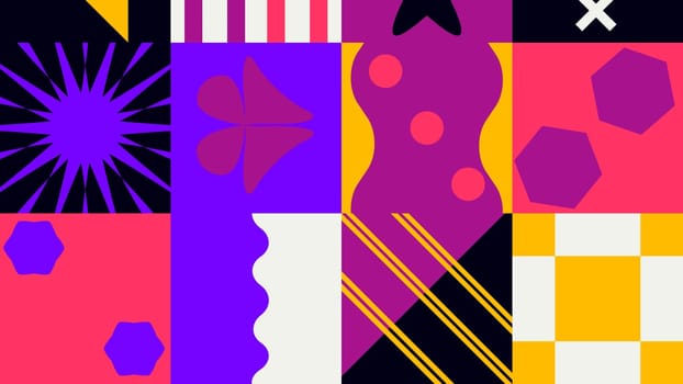 Geometric design background. Cool abstract shape compositions with purple black and orange color.