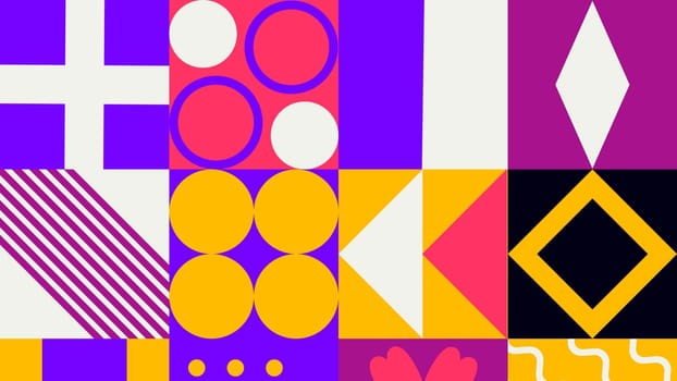 Geometric design background. Cool abstract shape compositions with purple black and orange color.