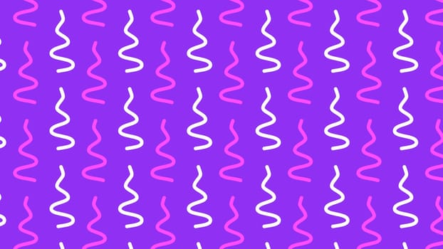 Minimal modern zig zag background. White and pink curved line on purple background. High quality