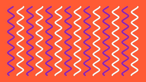 Minimal modern zig zag background. White and purple curved line on orange background. High quality