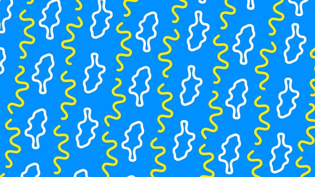 Minimal modern zig zag background. White and yellow curved line on blue background. High quality