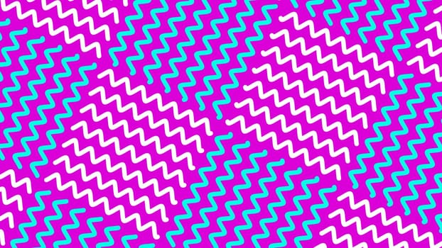 Minimal modern zig zag background. White and cyan curved line on pink background. High quality