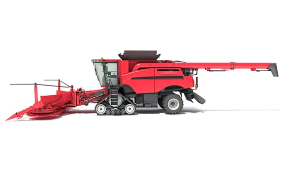 Farm Combine Harvester 3D rendering model on white background