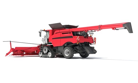 Farm Combine Harvester 3D rendering model on white background