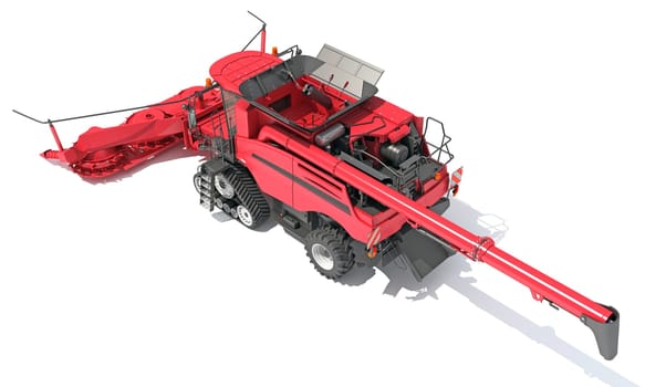 Farm Combine Harvester 3D rendering model on white background