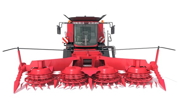 Farm Combine Harvester 3D rendering model on white background