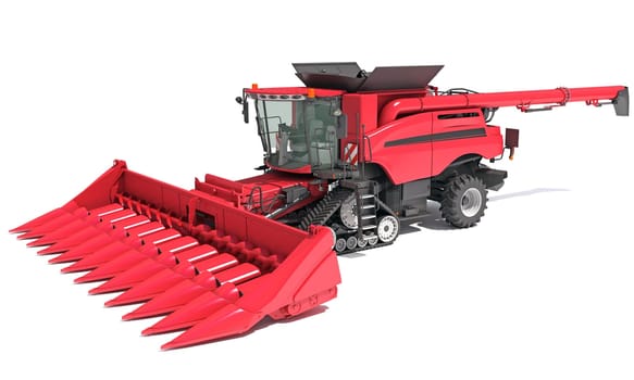 Farm Combine Harvester 3D rendering model on white background