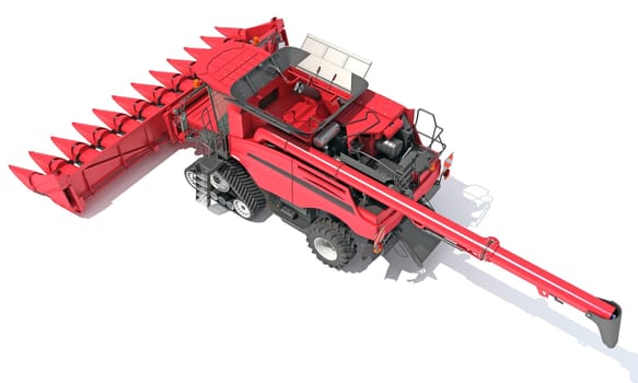 Farm Combine Harvester 3D rendering model on white background