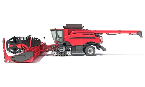 Farm Combine Harvester 3D rendering model on white background