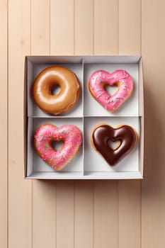 Donut in the shape of a heart. Valentine's Day Gift Concept