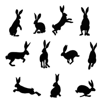 Simple hare and rabbit illustration, editable elements, can be used in logo design