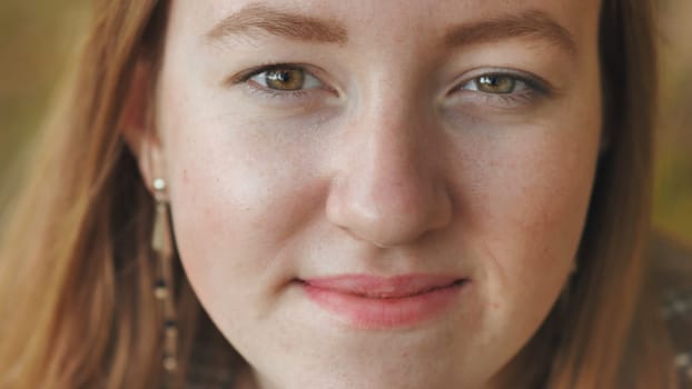 The face of a young 17-year-old girl. Close-up