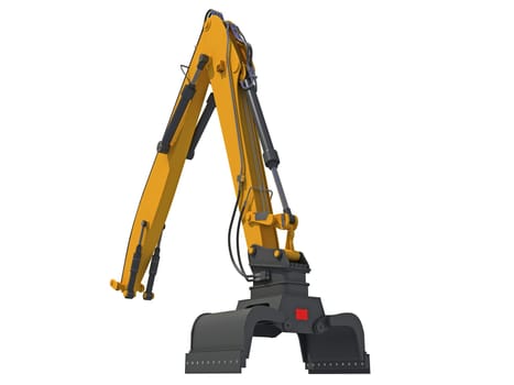 Backhoe Loader Attachment heavy construction machinery 3D rendering model on white background
