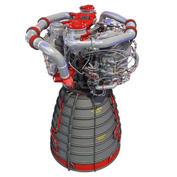 Space Shuttle Rocket Engine 3D rendering model on white background