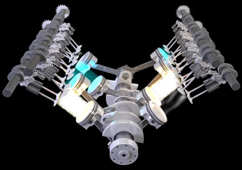 Engine Gasoline Ignition 3D rendering model