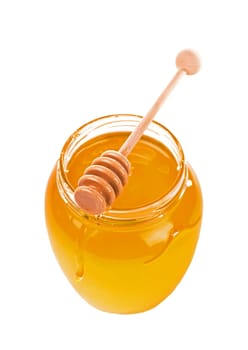 Honey in bank isolated by the white