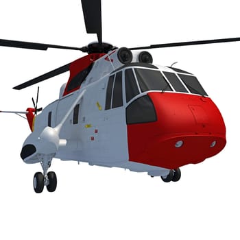 Helicopter 3D rendering model on white background