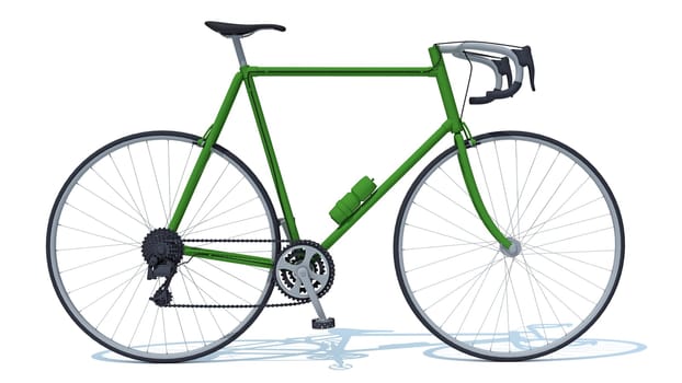 Bike 3D rendering model bicycle on white background