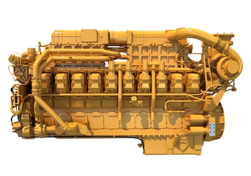 Marine Propulsion Engine 3D rendering model on white background