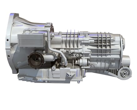 Car Transmission 3D rendering model Trans on white background