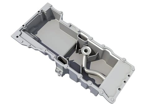 Car Engine Oil Pan Sump 3D rendering model on white background