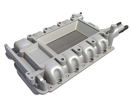 Engine Intake Manifold 3D rendering model on white background