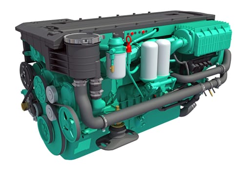 Marine Propulsion Engine for Ships, Yachts and Boats 3D rendering model