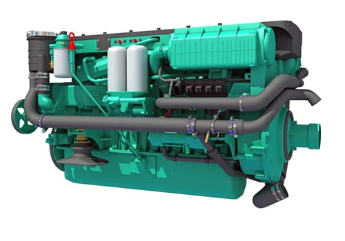 Marine Propulsion Engine for Ships, Yachts and Boats 3D rendering model