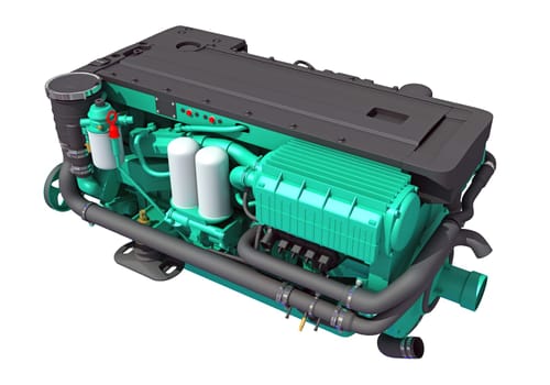 Marine Propulsion Engine for Ships, Yachts and Boats 3D rendering model