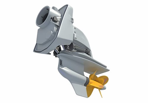 Boat Engine 3D rendering model on white background