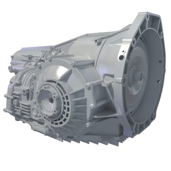 Car Transmission 3D rendering model on white background