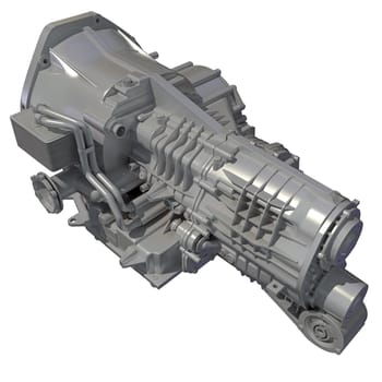 Car Transmission 3D rendering model on white background