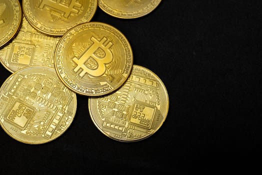 Bitcoin BTC Cryptocurrency Coins. Stock Market Concept