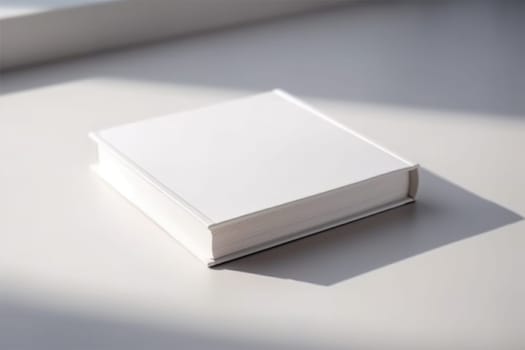 White Book Mockup on table. AI Generated
