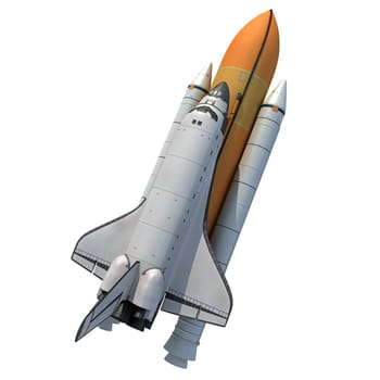 Space Shuttle on white background, spaceship 3D rendering model