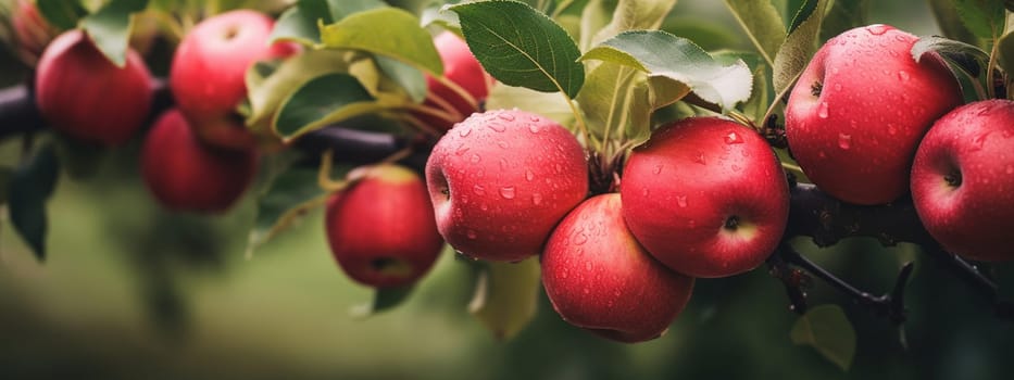 Apples grow on a tree. selective focus. nature Generative AI,