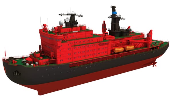 Icebreaker Ship 3D rendering model on white background