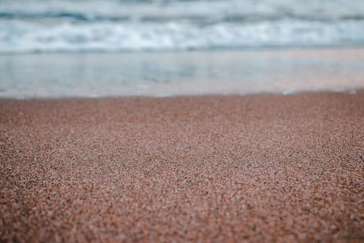 Sand beach near Barcelona background concept photo. Front view photography with blurred background. Mediterranean winter sea, nautical background. High quality picture for wallpaper, travel blog