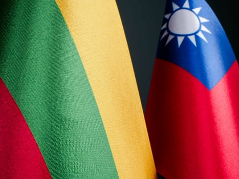 Flags of Lithuania and Taiwan as symbol of cooperation.