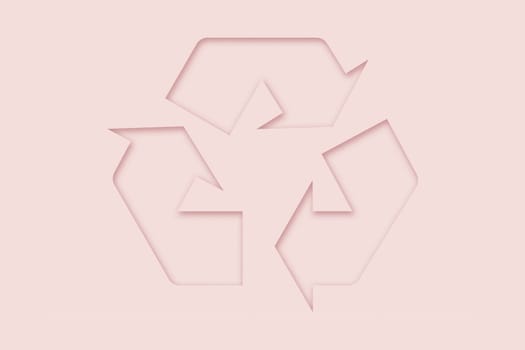 Pink reuse logo cut out of paper.