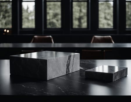 Professional interior design with expensive black marble and granite. Excellent background for presentation and product. High quality illustration