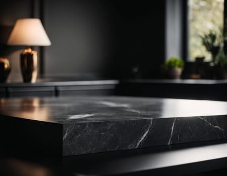 Professional interior design with expensive black marble and granite. Excellent background for presentation and product. High quality illustration